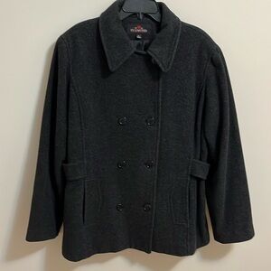 FS Limited coat XL gray double breasted wool blend button down pockets casual